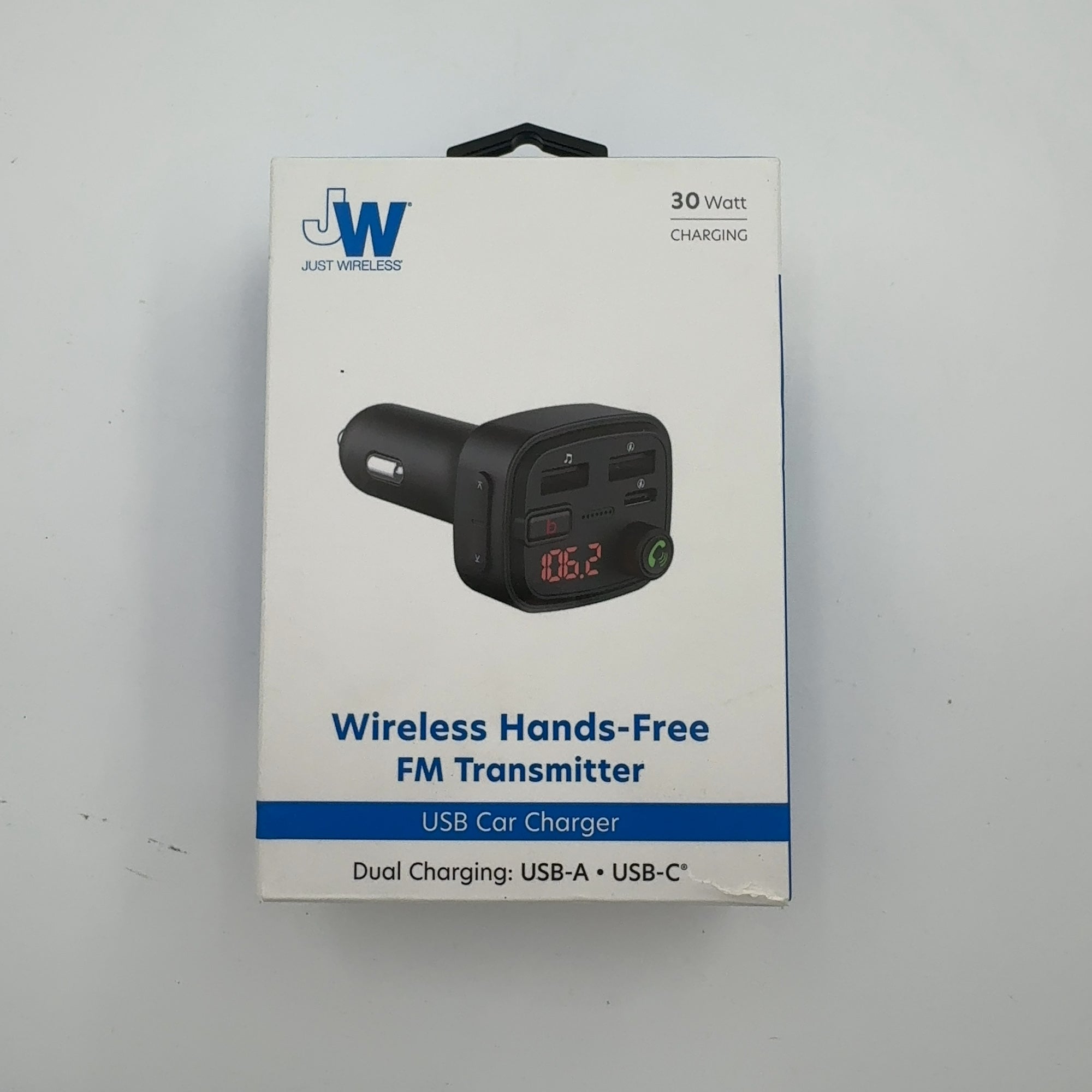 Just Wireless Bluetooth Fm Transmitter Type C And Usb-A Charging Port Bass Sound Booster - Black