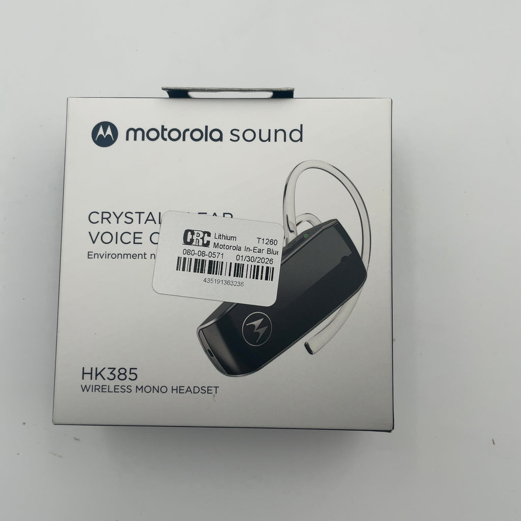 Motorola In-Ear Bluetooth Wireless Mono Headset Hk385 - Black: Usb-C, Silicone Cushion