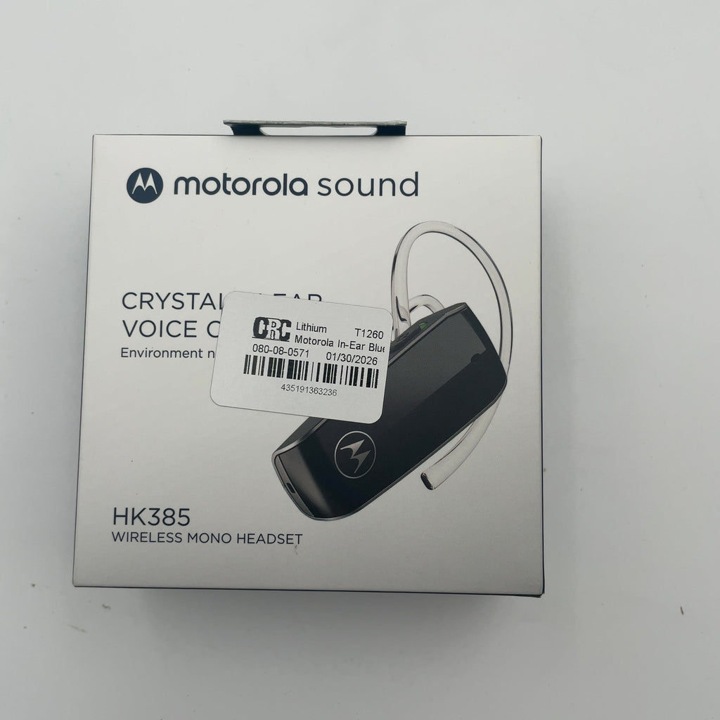 Motorola In-Ear Bluetooth Wireless Mono Headset Hk385 - Black: Usb-C, Silicone Cushion