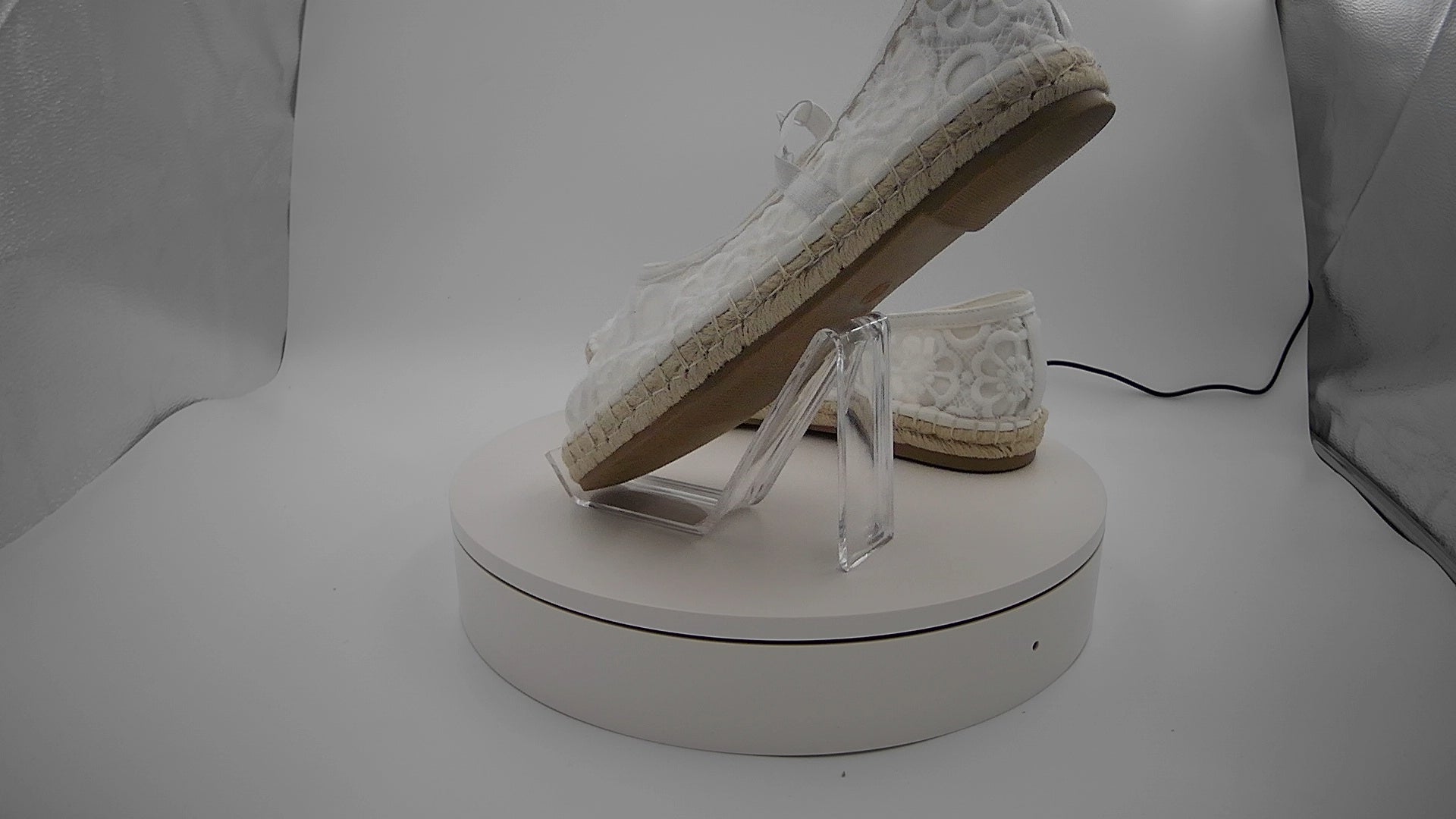 Women's Celia Floral Lace Mary Jane Espadrille Flat with Memory Foam Insole - Universal Thread White 10: Breathable Mesh, Pull-On Style