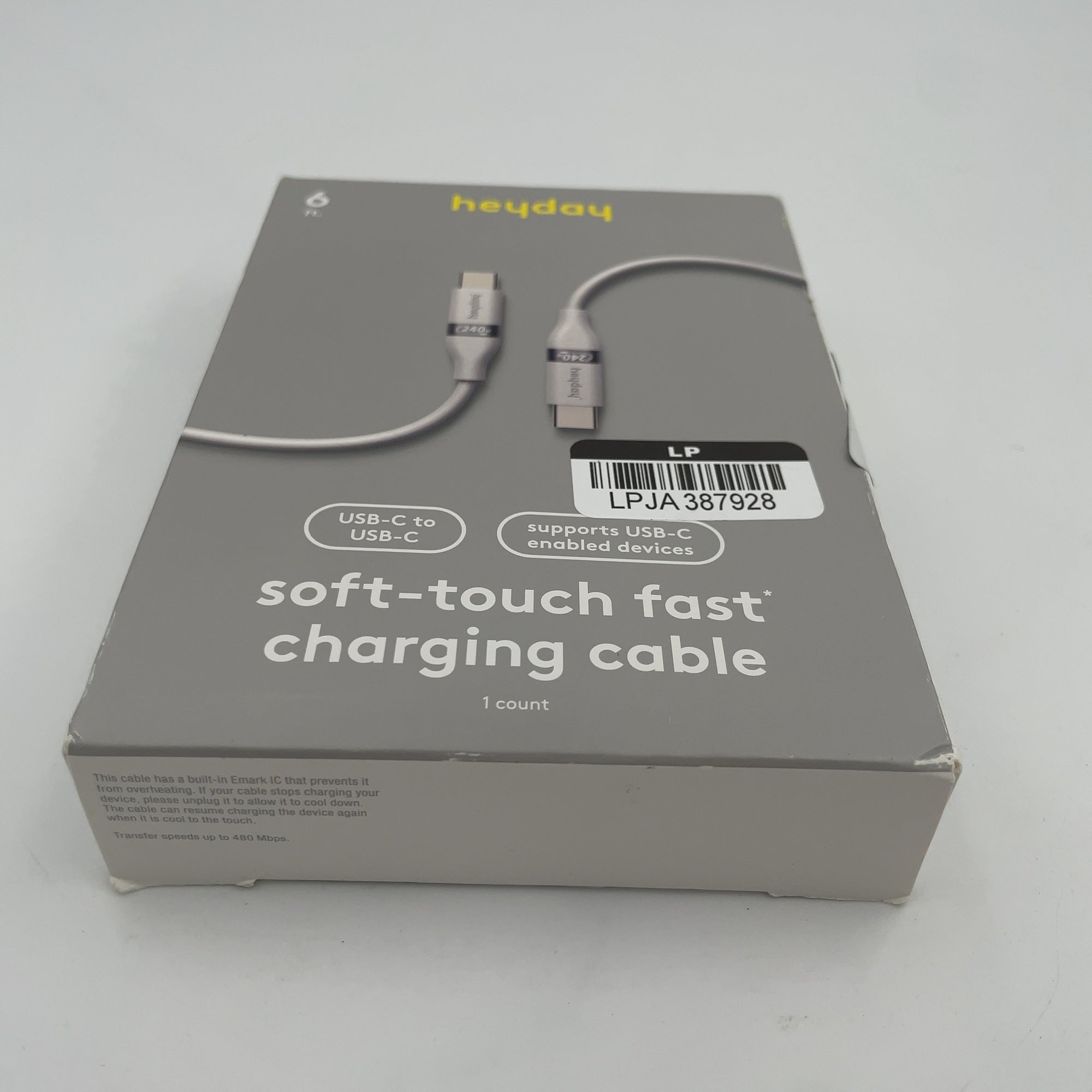6' USB-C to USB-C Fast Charging Silicone Cable - heyday White Clay: Male-to-Male Connection