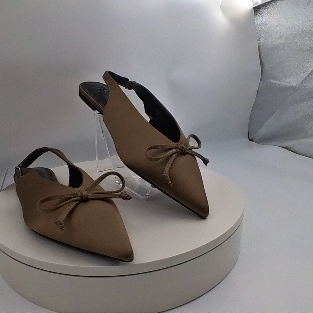 Women’s Camille Satin Slingback Bow Flats - A New Day Taupe 8 - Used Fair U004