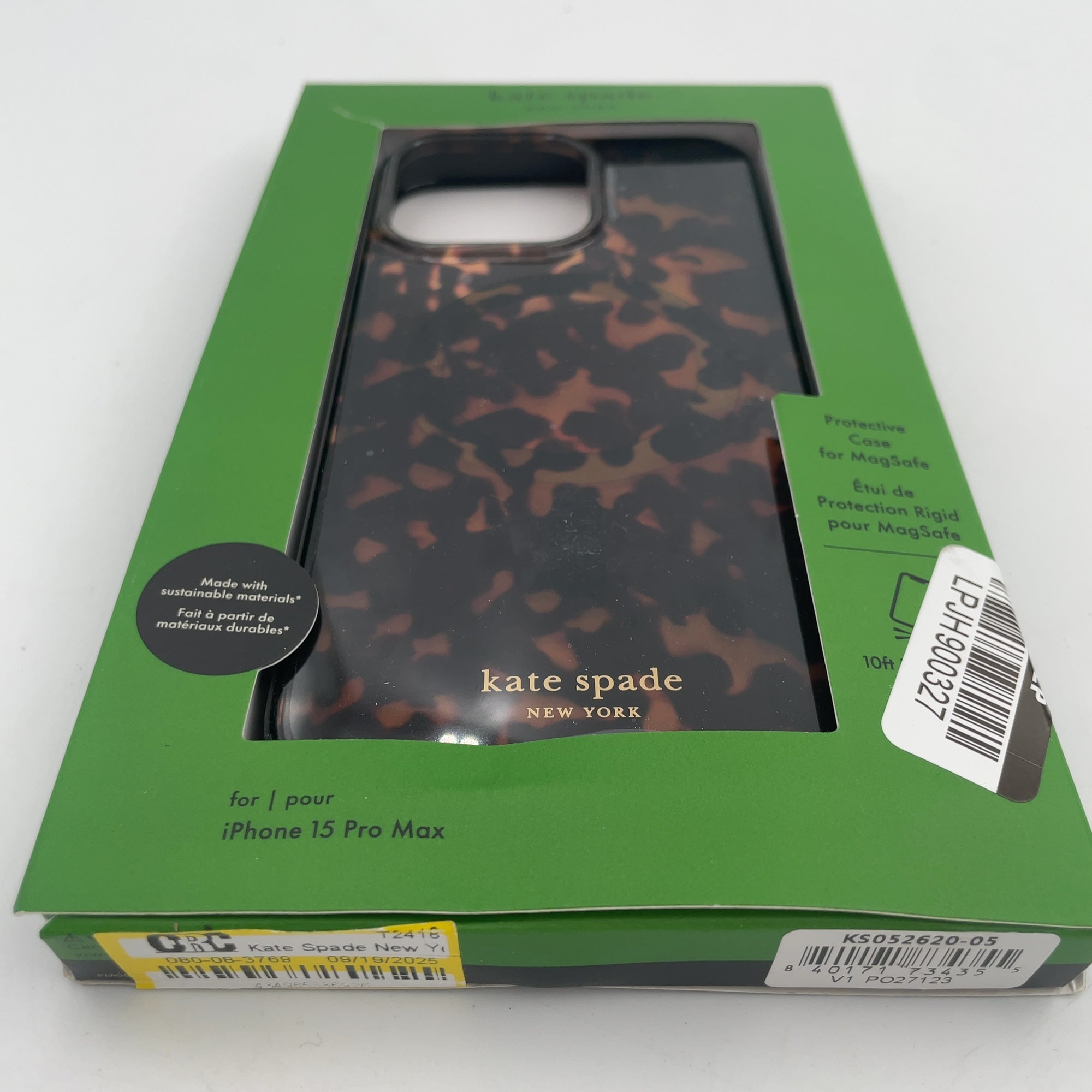 Kate Spade New York Iphone 15 Pro Max Protective Case With Magsafe - Transparent Tortoise: Tpu Material, Tortoise Print