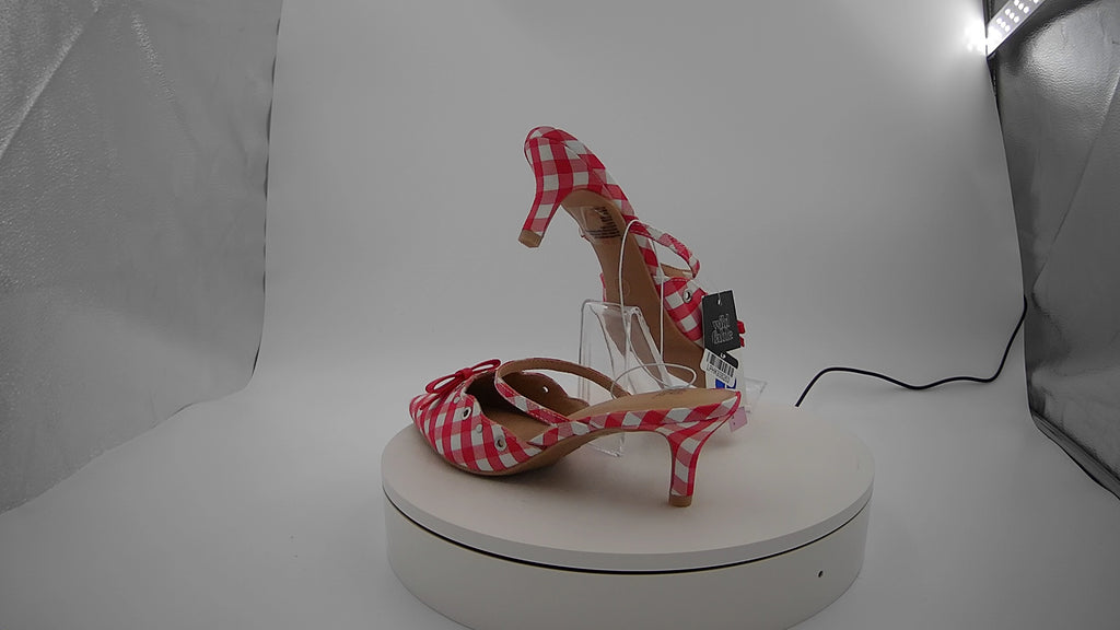 Women's Lysandra Gingham Eyelet Kitten Heels - Wild Fable Red 7: Slip-On, Pointed Toe, Louis Heel