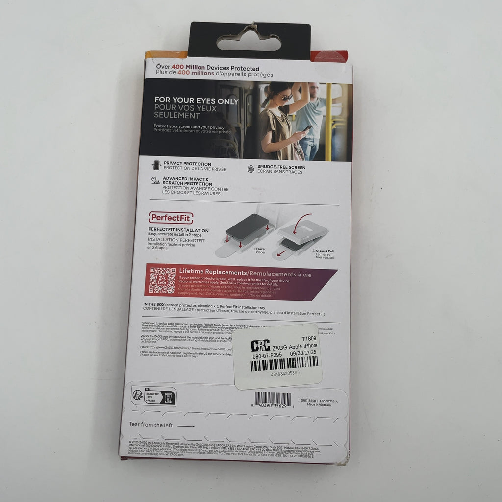 Zagg Apple Iphone 17 Pro Max Screen Protector Glass Elite Privacy