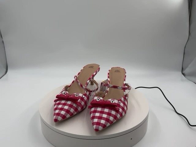 Women's Lysandra Gingham Eyelet Kitten Heels - Wild Fable Red 11: Slip-On Pumps, Pointed Toe, 2" Louis Heel, Medium Width
