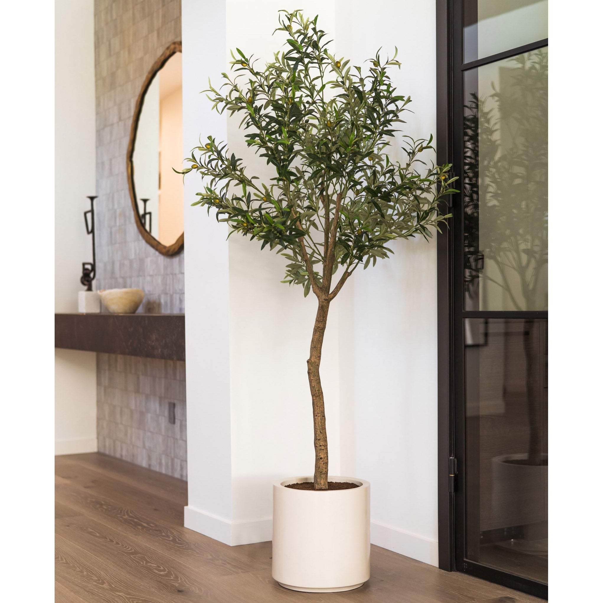 Faux 6.5' Olive Tree with Cream Planter – CG Hunter