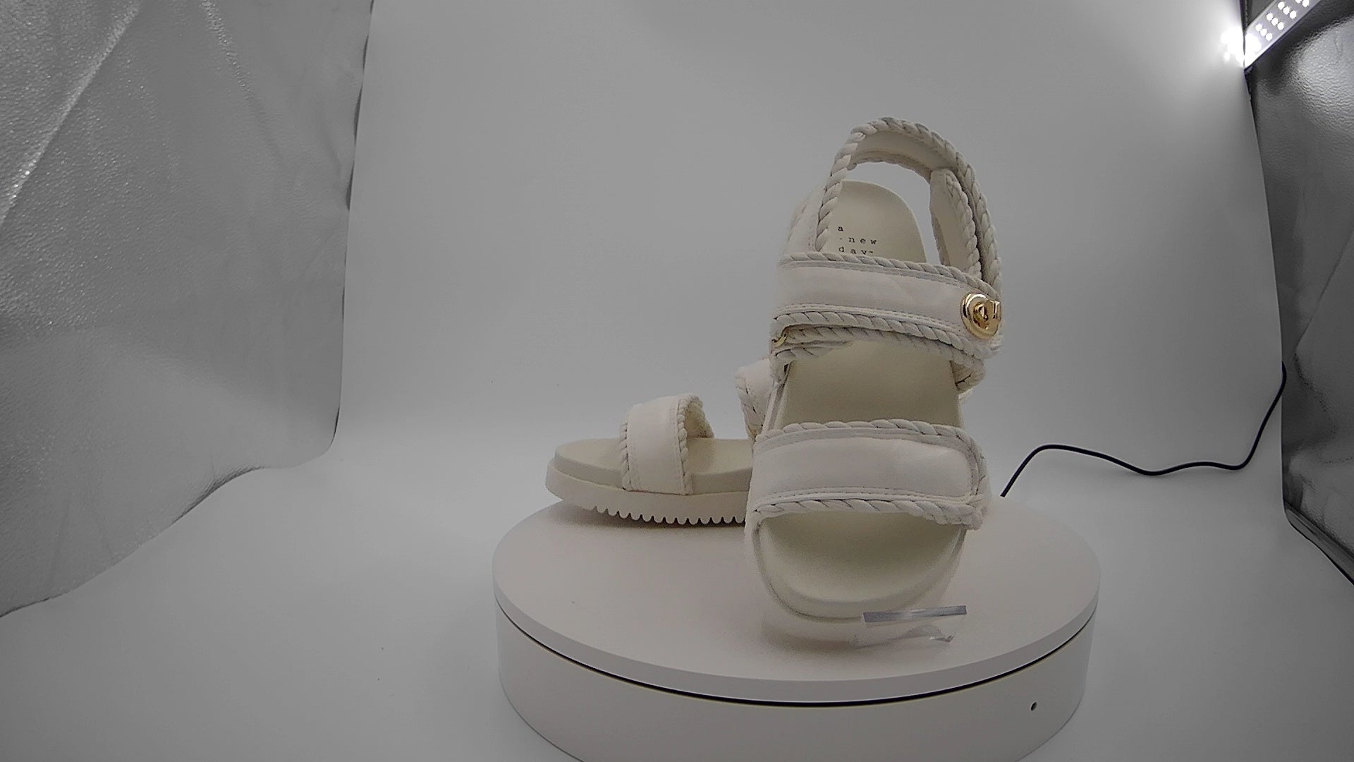 Women's Tilly Platform Footbed Sandals - A New Day Off-White 7: Cushioned Insole, Hook & Loop Closure