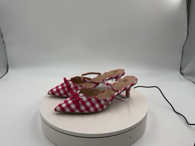 Women's Lysandra Gingham Eyelet Kitten Heels - Wild Fable Red 6.5: Slip-On Pumps, Pointed Toe, 2" Louis Heel, Medium Width
