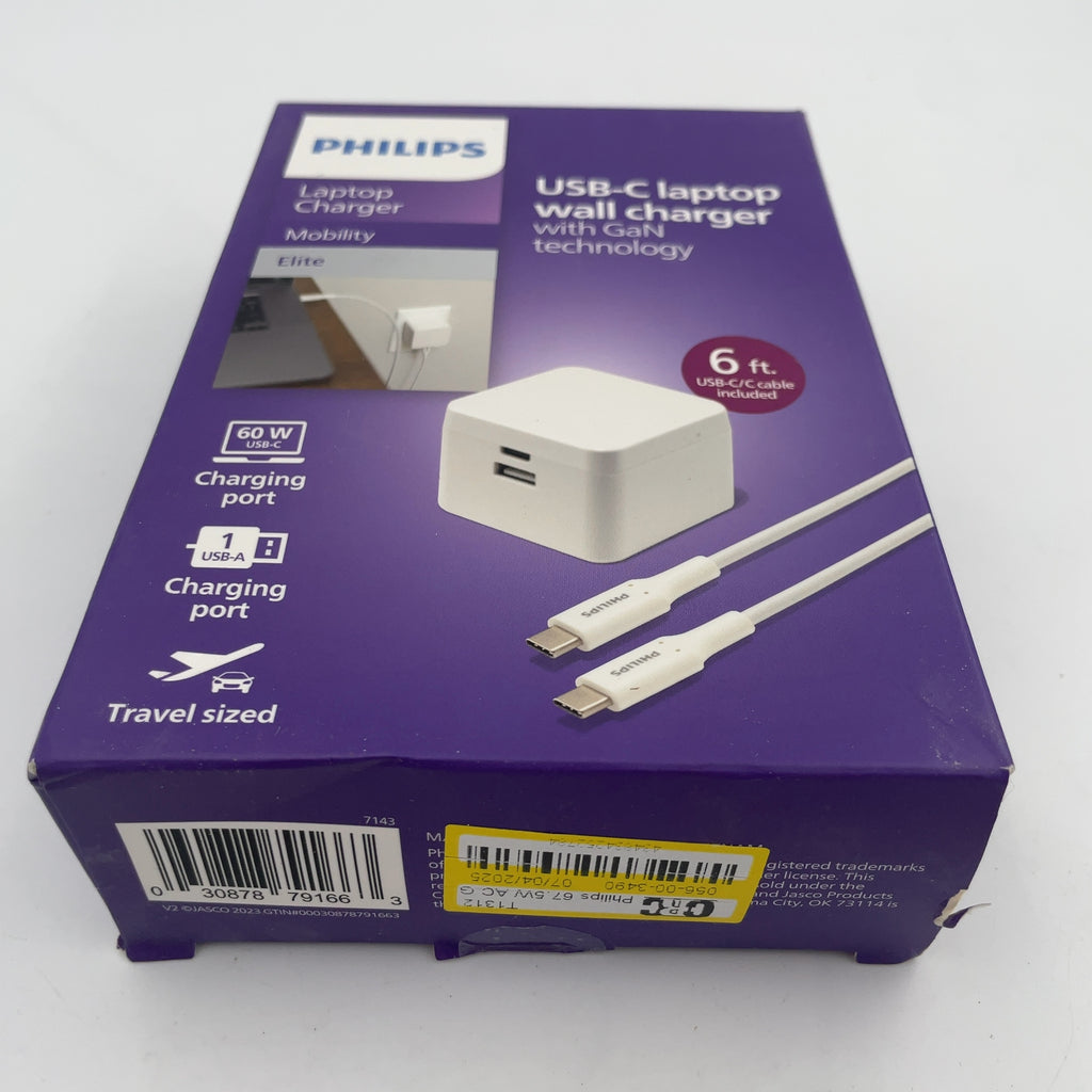 Philips 67.5W Ac Gan Charging Kit: Usb-C Wall Charger & 6' Cord