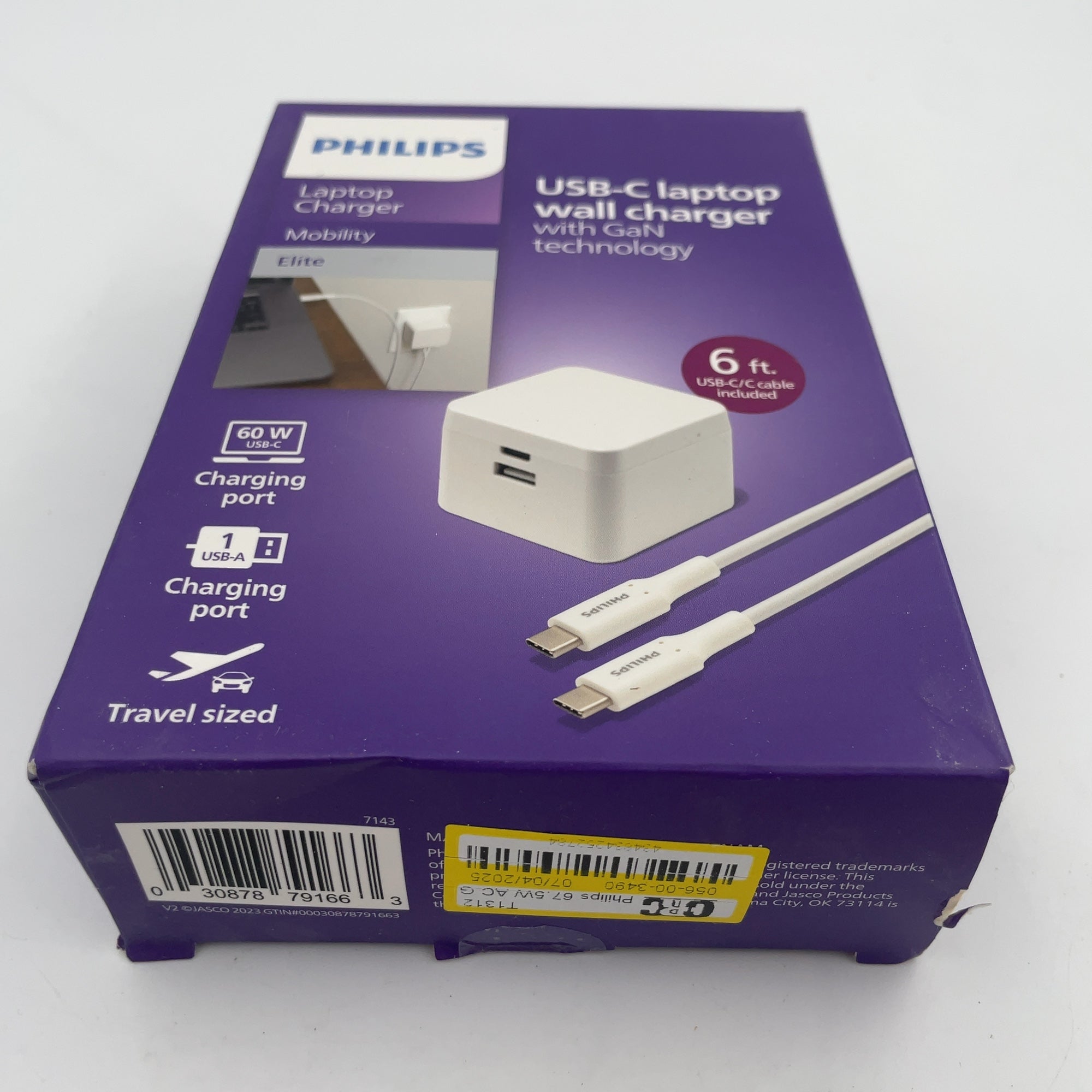 Philips 67.5W Ac Gan Charging Kit: Usb-C Wall Charger & 6' Cord