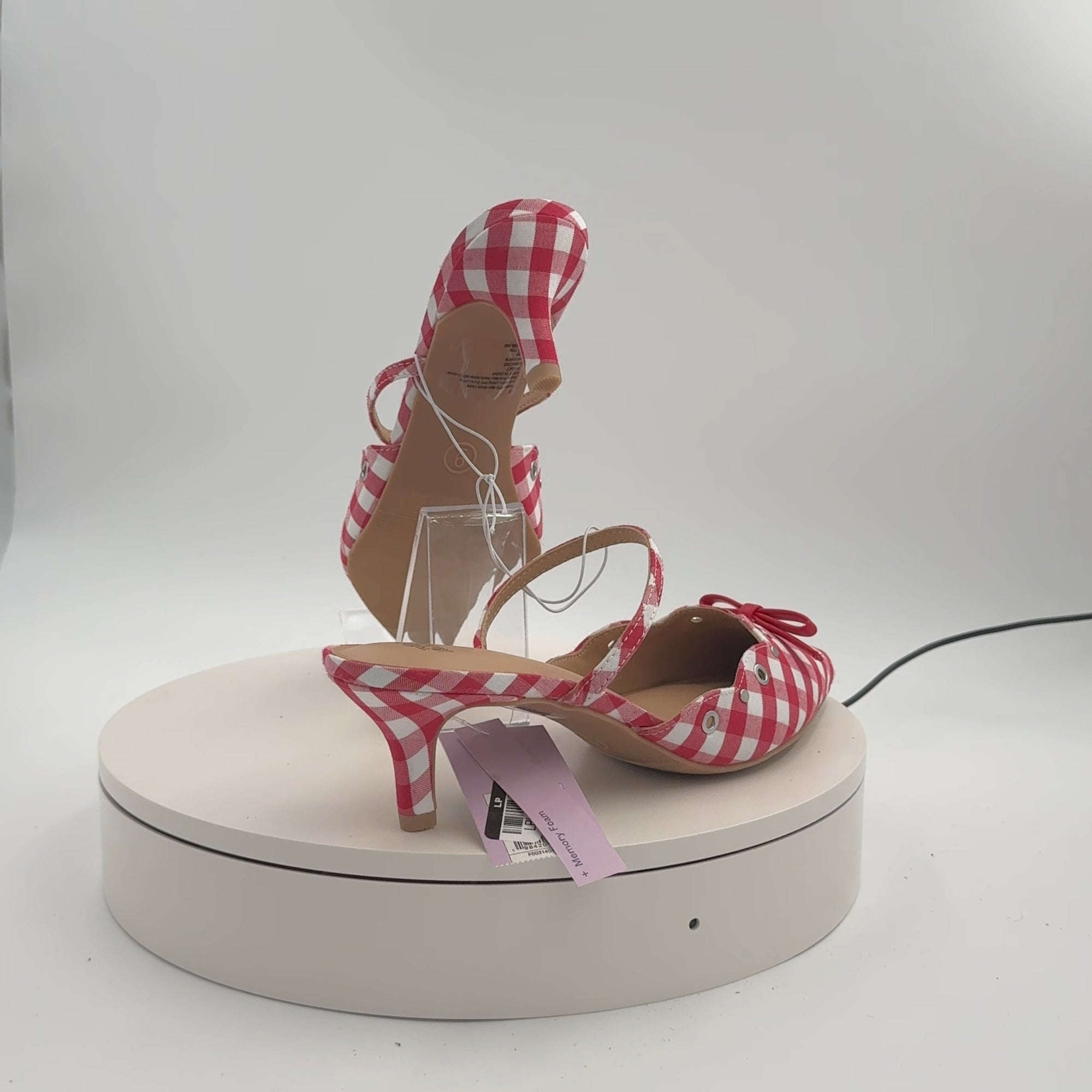 Women's Lysandra Gingham Eyelet Kitten Heels - Wild Fable Red 9: Slip-On Pumps, Pointed Toe, 2" Louis Heel, Textured Outsole