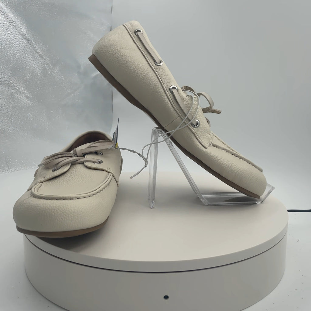 Women's Midge Boat Shoe Flats With Memory Foam Insole - Universal Thread Off-White 10: Pull-On, Round Toe