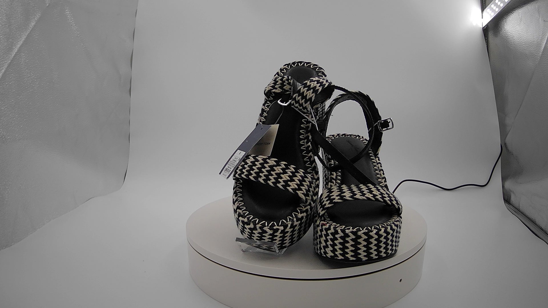 Women's Madeline Woven Platform Sandal Heels with Memory Foam Insole - Universal Thread Black 6: Ankle Strap, Block Heel