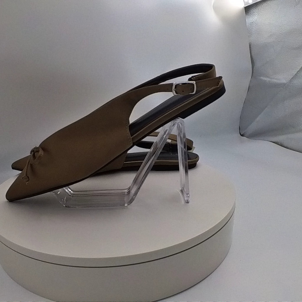 Women’s Camille Satin Slingback Bow Flats - A New Day Taupe 8 - Used Fair U004