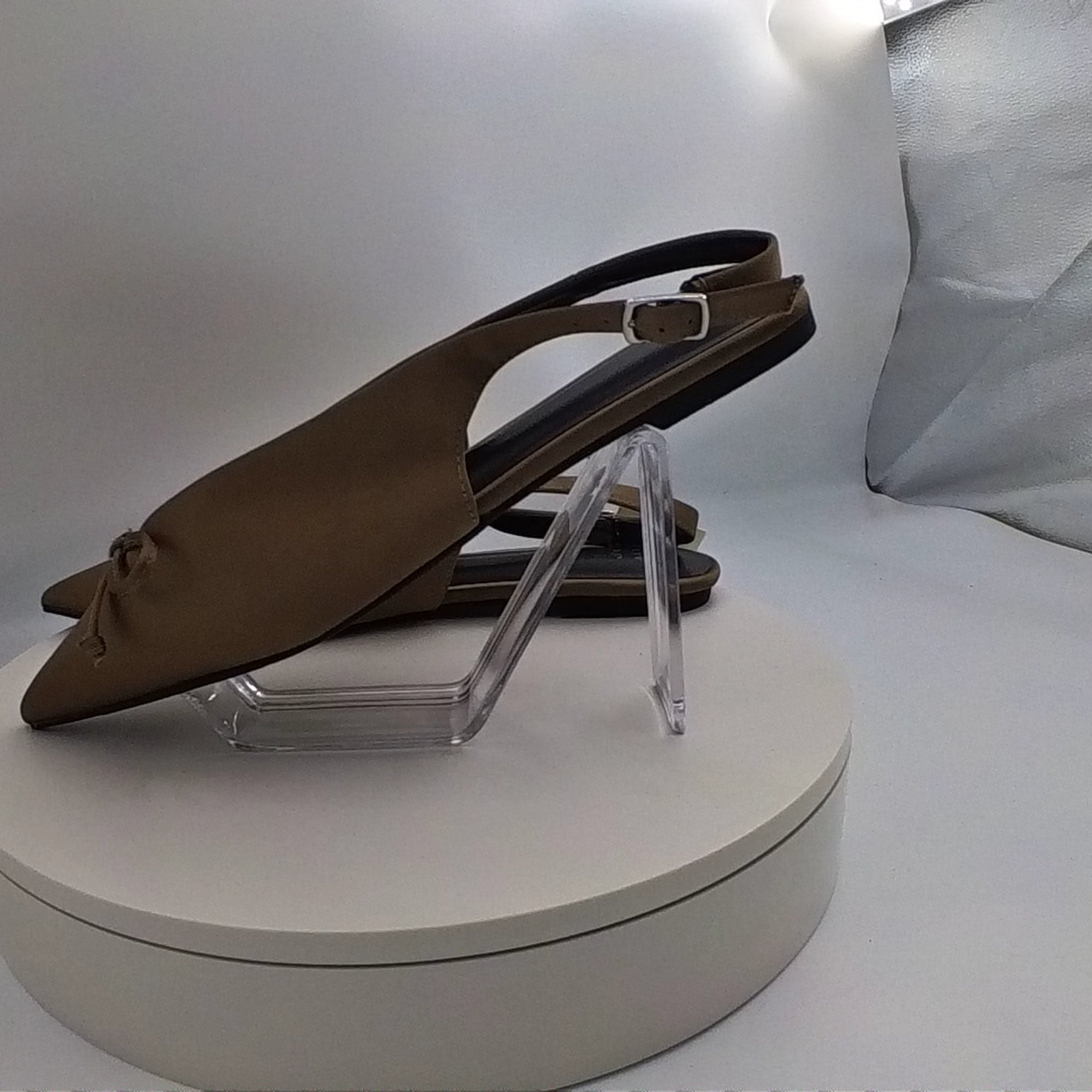 Women’s Camille Satin Slingback Bow Flats - A New Day Taupe 8 - Used Fair U004