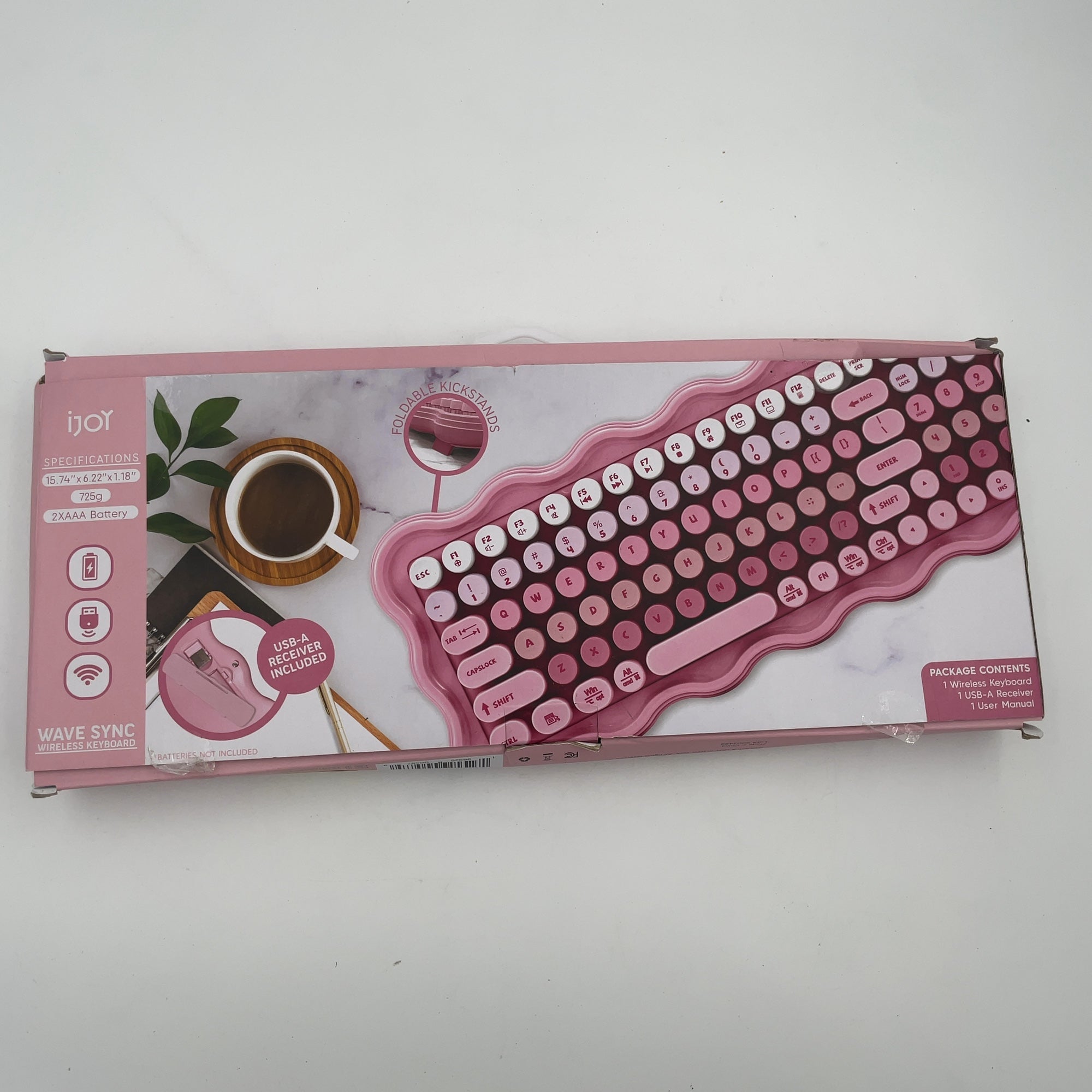 Ijoy Wireless Wavy Keyboard - Pink: Slim Design, Abs Material, Computer Accessories