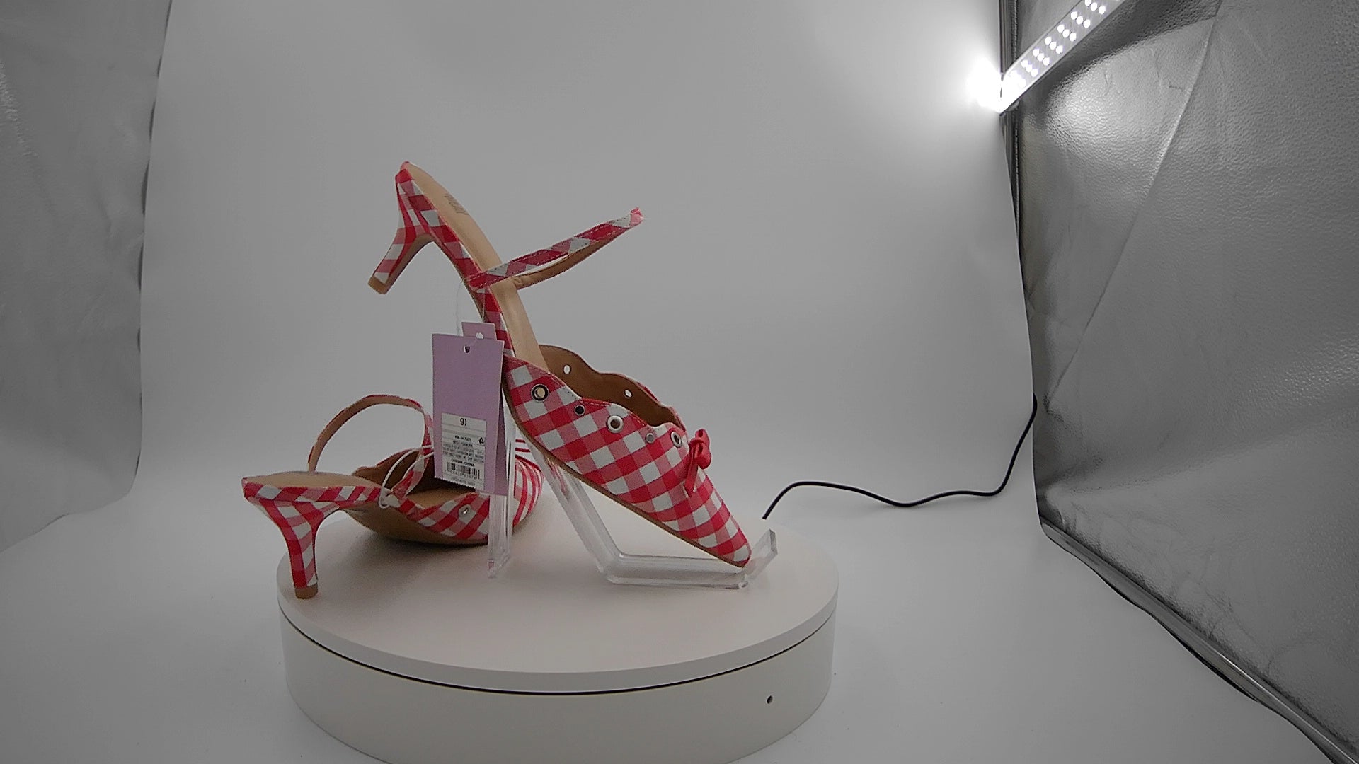 Women's Lysandra Gingham Eyelet Kitten Heels - Wild Fable Red 9.5: Slip-On, Pointed Toe, Louis Heel