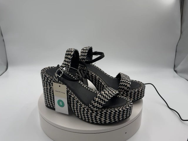 Women's Madeline Woven Platform Sandal Heels with Memory Foam Insole - Universal Thread Black 8: Ankle Strap, Block Heel