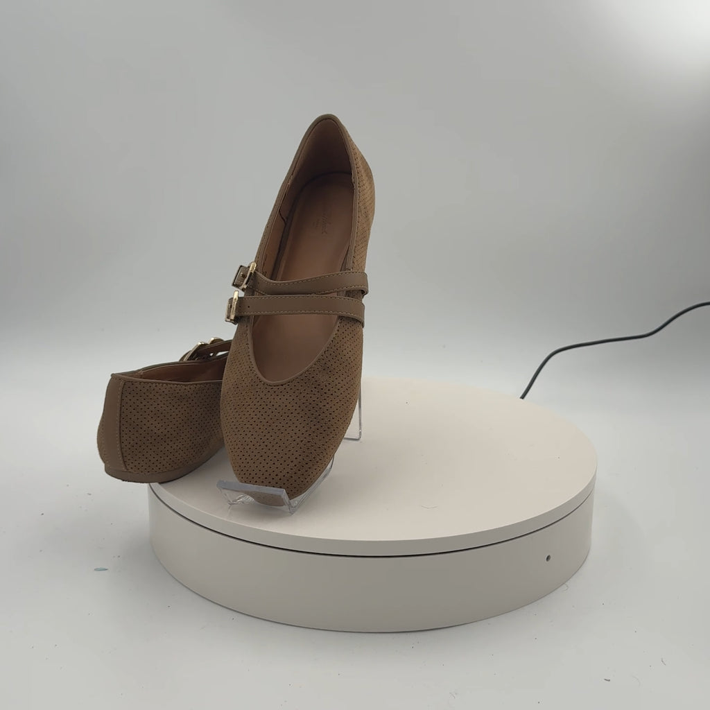 Women’s Henrietta Double Strap Mary Jane Flats With Memory Foam Insole – Universal Thread Taupe 9.5