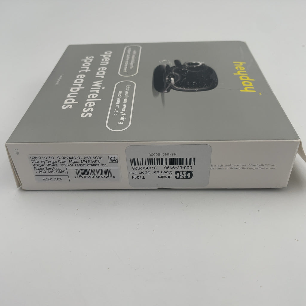 Open Ear Sport True Wireless Headphones - Heyday Black: Built-In Microphone, Water-Resistant