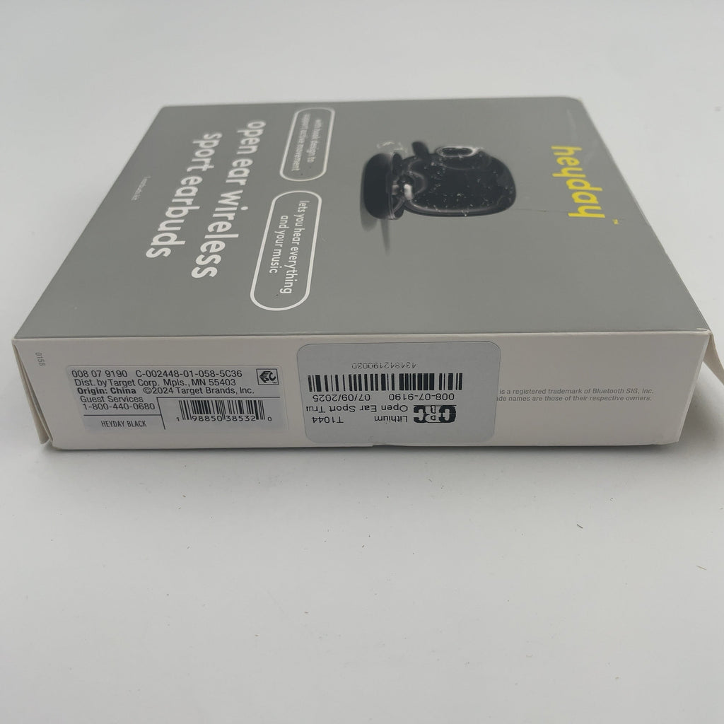 Open Ear Sport True Wireless Headphones - Heyday Black: Built-In Microphone, Water-Resistant