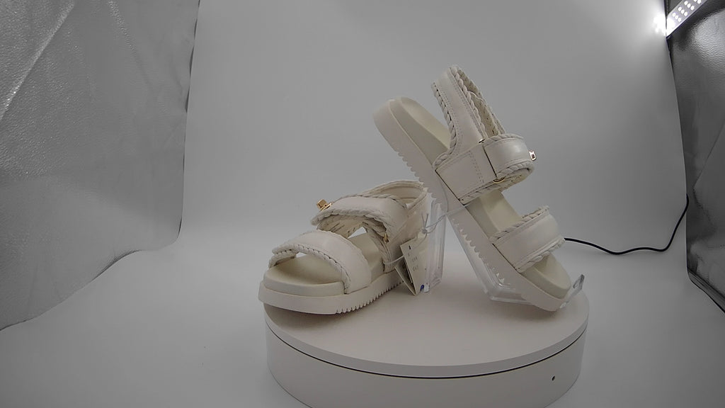 Women's Tilly Platform Footbed Sandals - A New Day Off-White 7: Cushioned Insole, Hook & Loop Closure