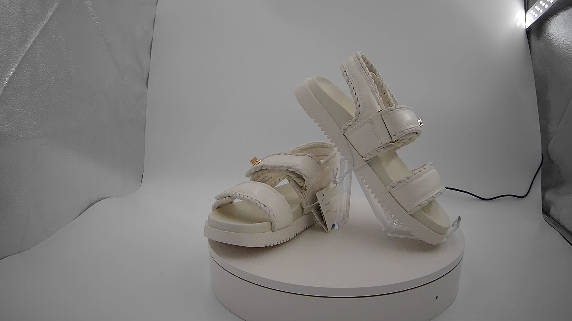 Women's Tilly Platform Footbed Sandals - A New Day Off-White 7: Cushioned Insole, Hook & Loop Closure