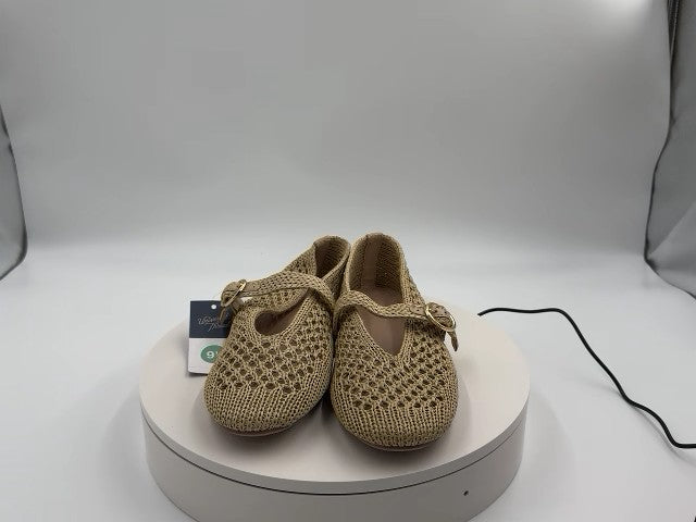 Women's Sia Knit Woven Mary Jane Flats - Universal Thread Beige 9.5: Cushioned Insole, Buckle Closure