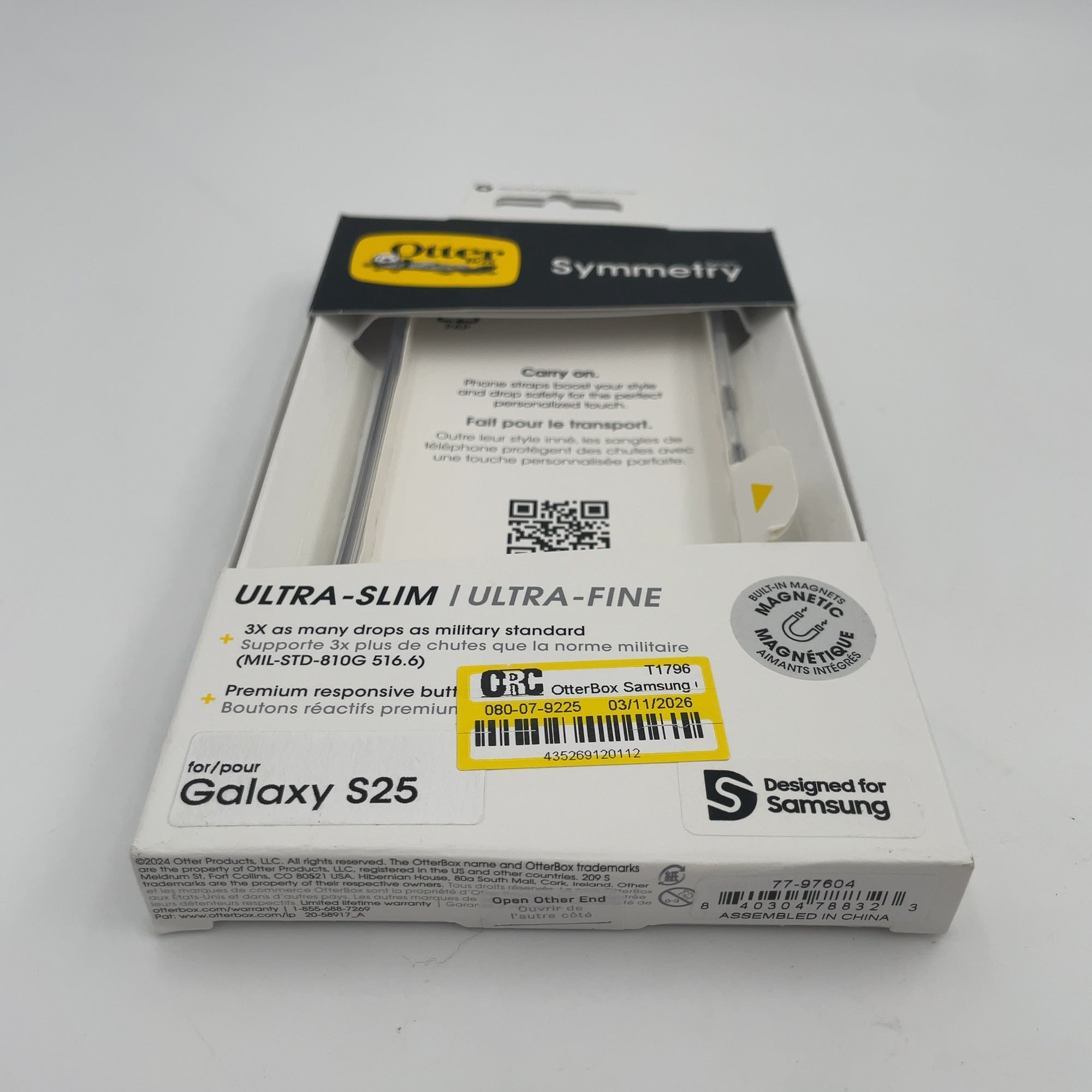 Otterbox Samsung Galaxy S25 Symmetry Series Case With Magnets - Clear: Solid Plastic Cell Phone Cover