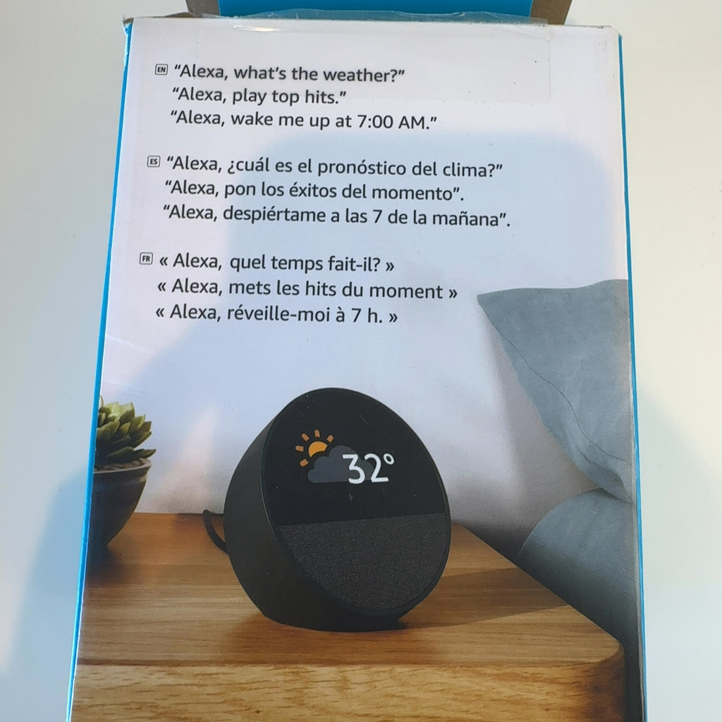 Amazon Echo Spot, Smart Alarm Clock With Vibrant Sound And Alexa (2024 Release) - Black