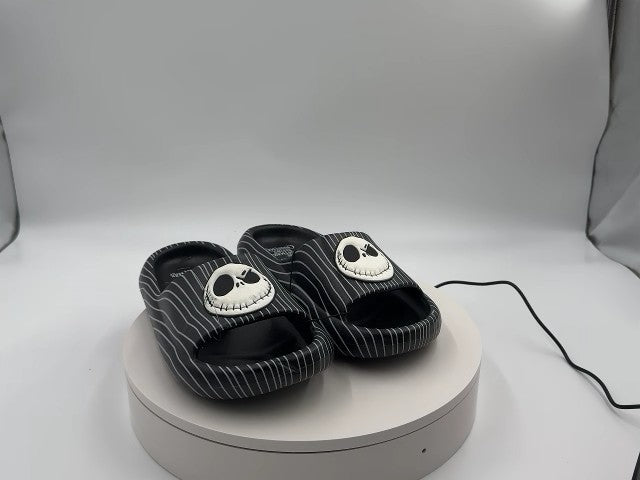 Men's Jack Skellington Nightmare Before Christmas Slides - Black 7: Disney Licensed, Open Toe, Slip On, Textured Outsole