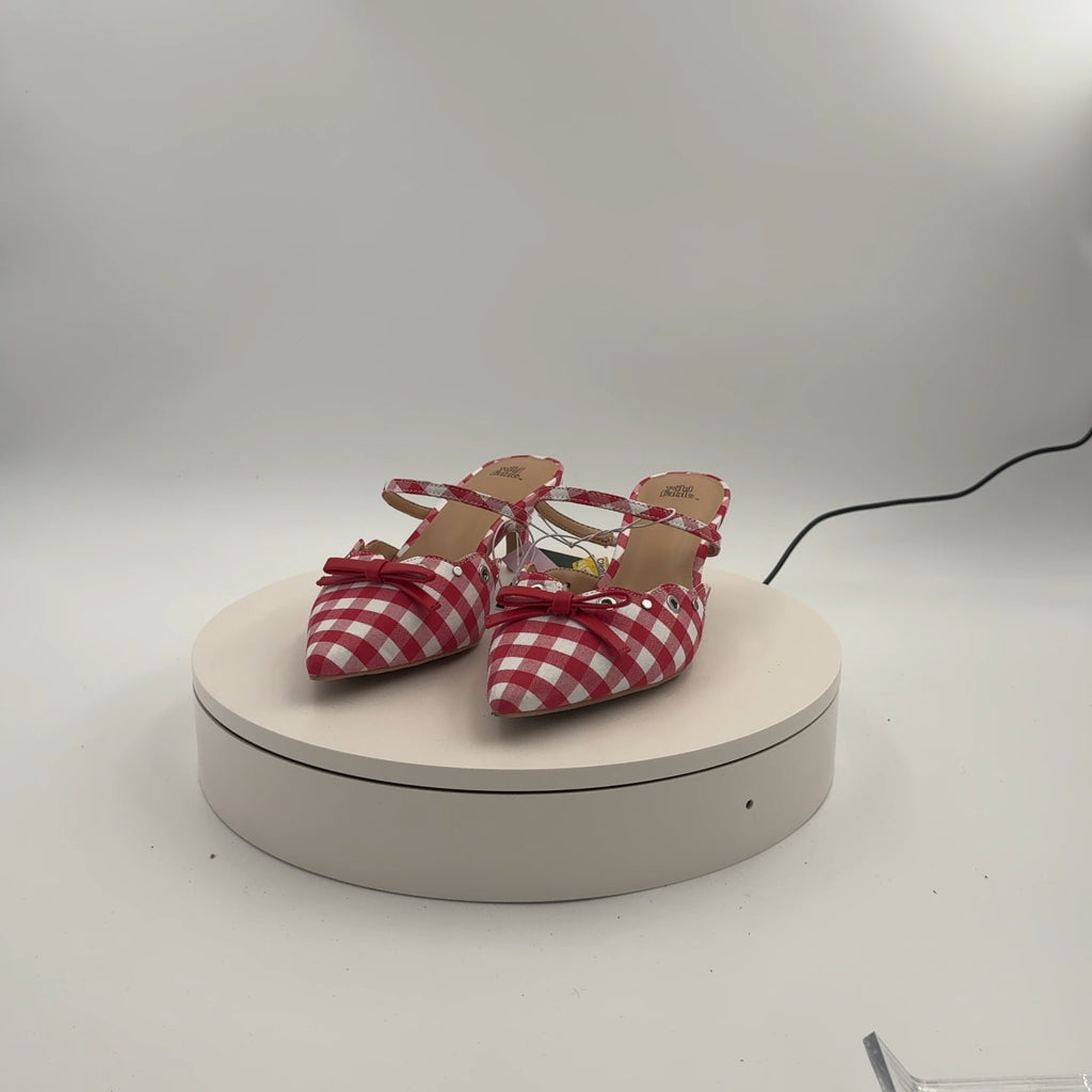 Women's Lysandra Gingham Eyelet Kitten Heels - Wild Fable Red 6: Slip-On, Pointed Toe, Louis Heel