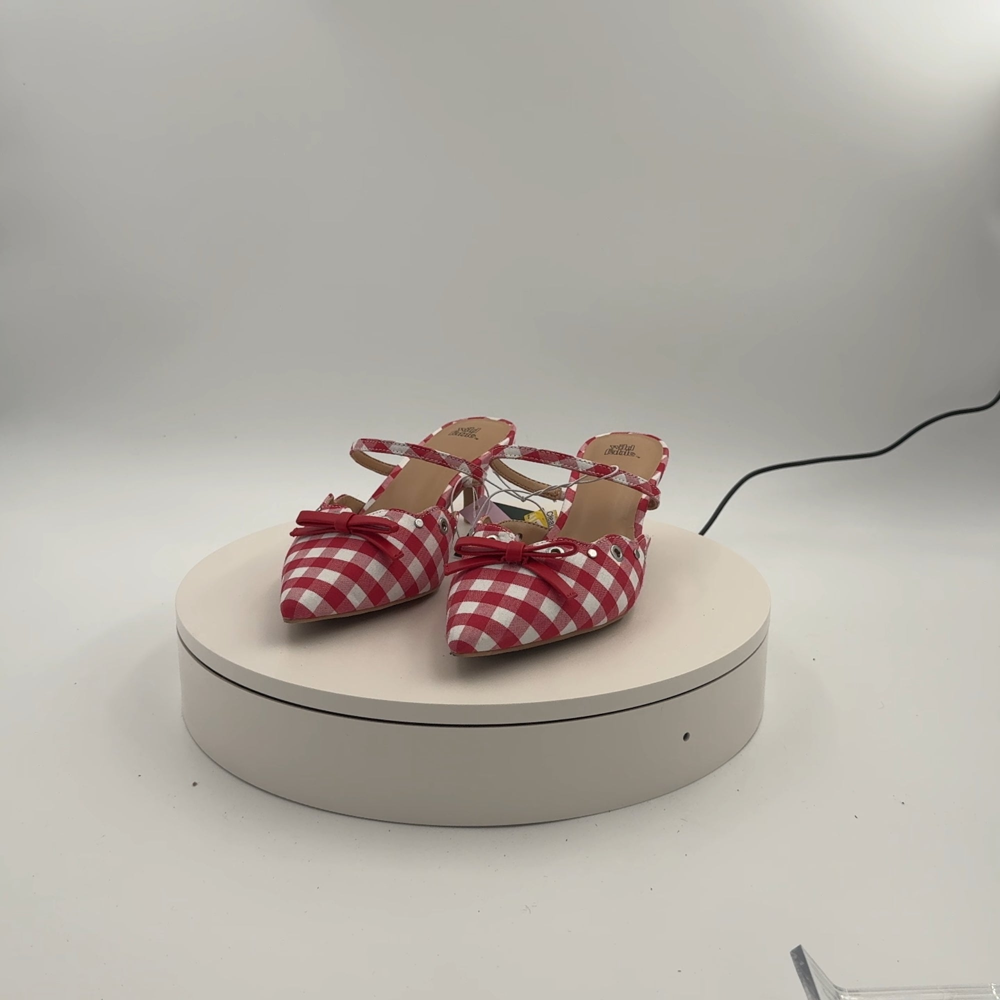 Women's Lysandra Gingham Eyelet Kitten Heels - Wild Fable Red 6: Slip-On, Pointed Toe, Louis Heel