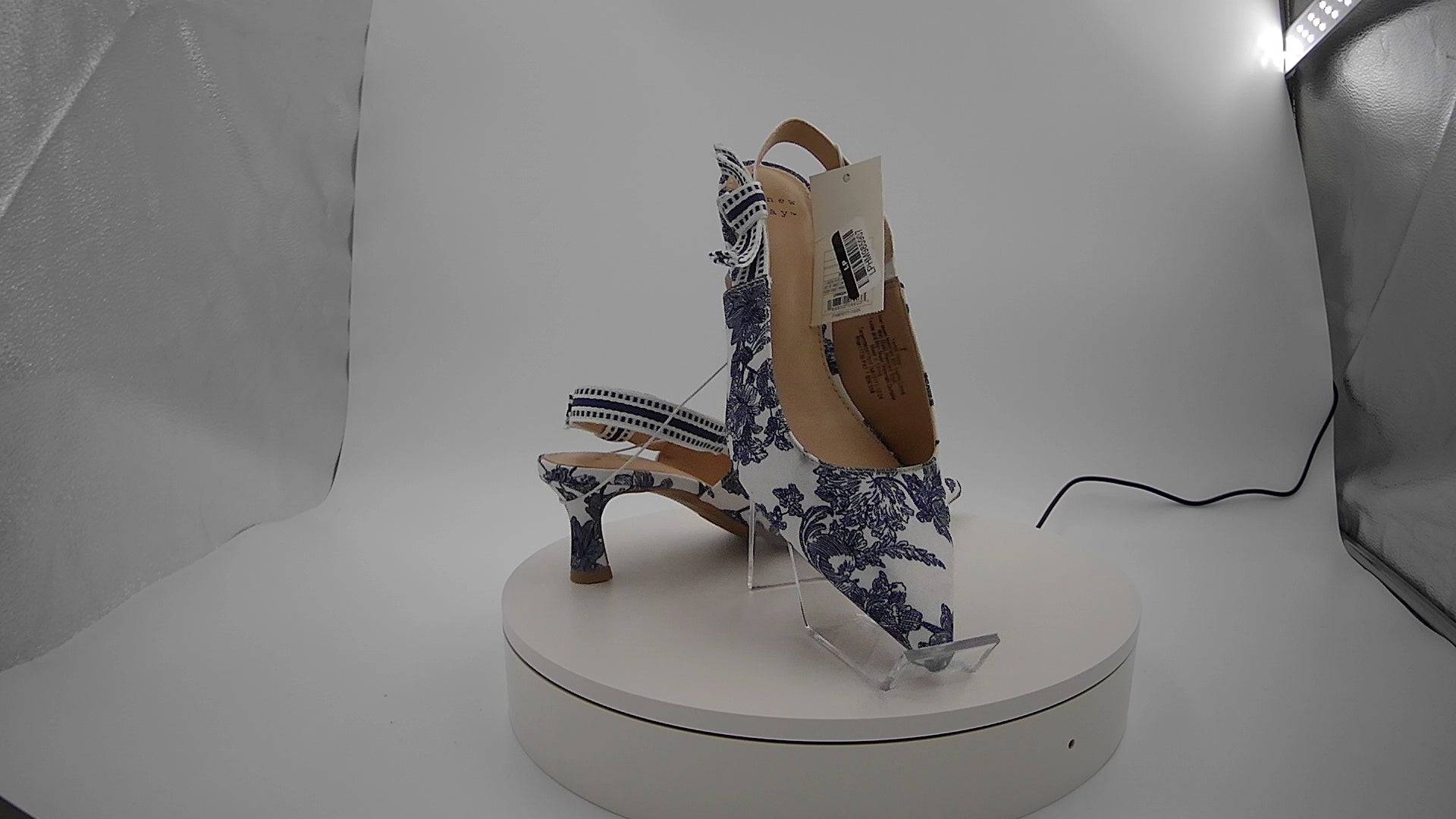 Women's Milan Floral Print Slingback Heels - A New Day Blue 7: Stiletto, Cushioned Insole, Pointed Toe, Slip-On Style