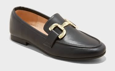 Women's Carolyn Loafers with Memory Foam Insole - A New Day Black 9.5: Slip On, Block Heel, Closed Round Toe