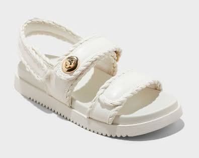 Women's Tilly Platform Footbed Sandals - A New Day Off-White 7: Cushioned Insole, Hook & Loop Closure