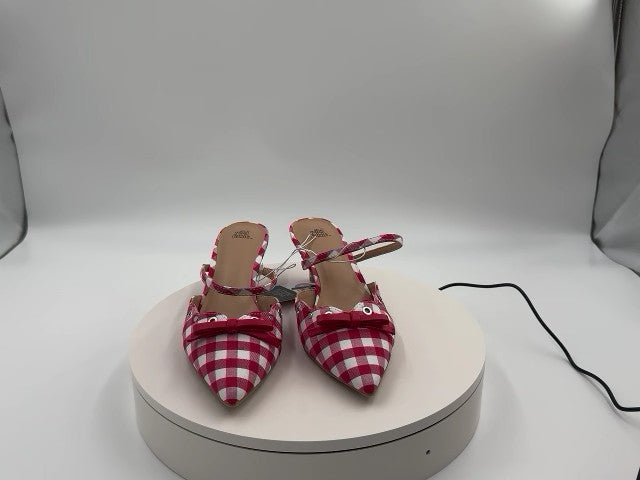 Women's Lysandra Gingham Eyelet Kitten Heels - Wild Fable Red 6.5: Slip-On Pumps, Pointed Toe, 2" Louis Heel, Medium Width