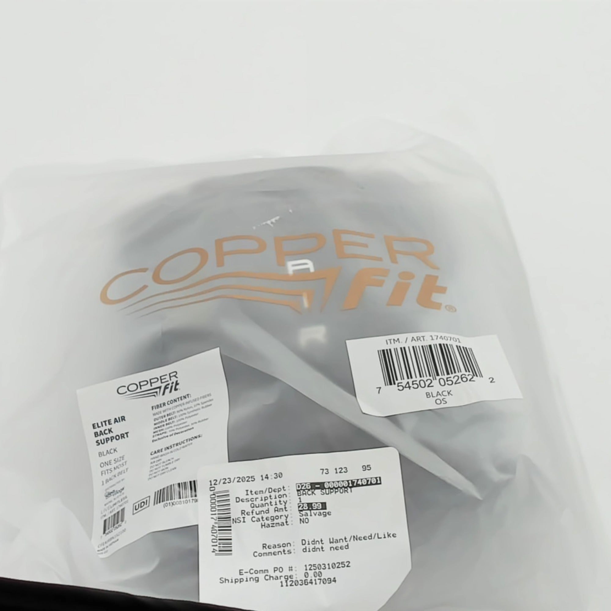 Copper Fit Back Support - Like New U003