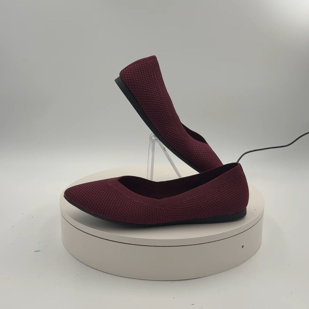 Women's Claire Knit Washable Flats - A New Day Burgundy 7