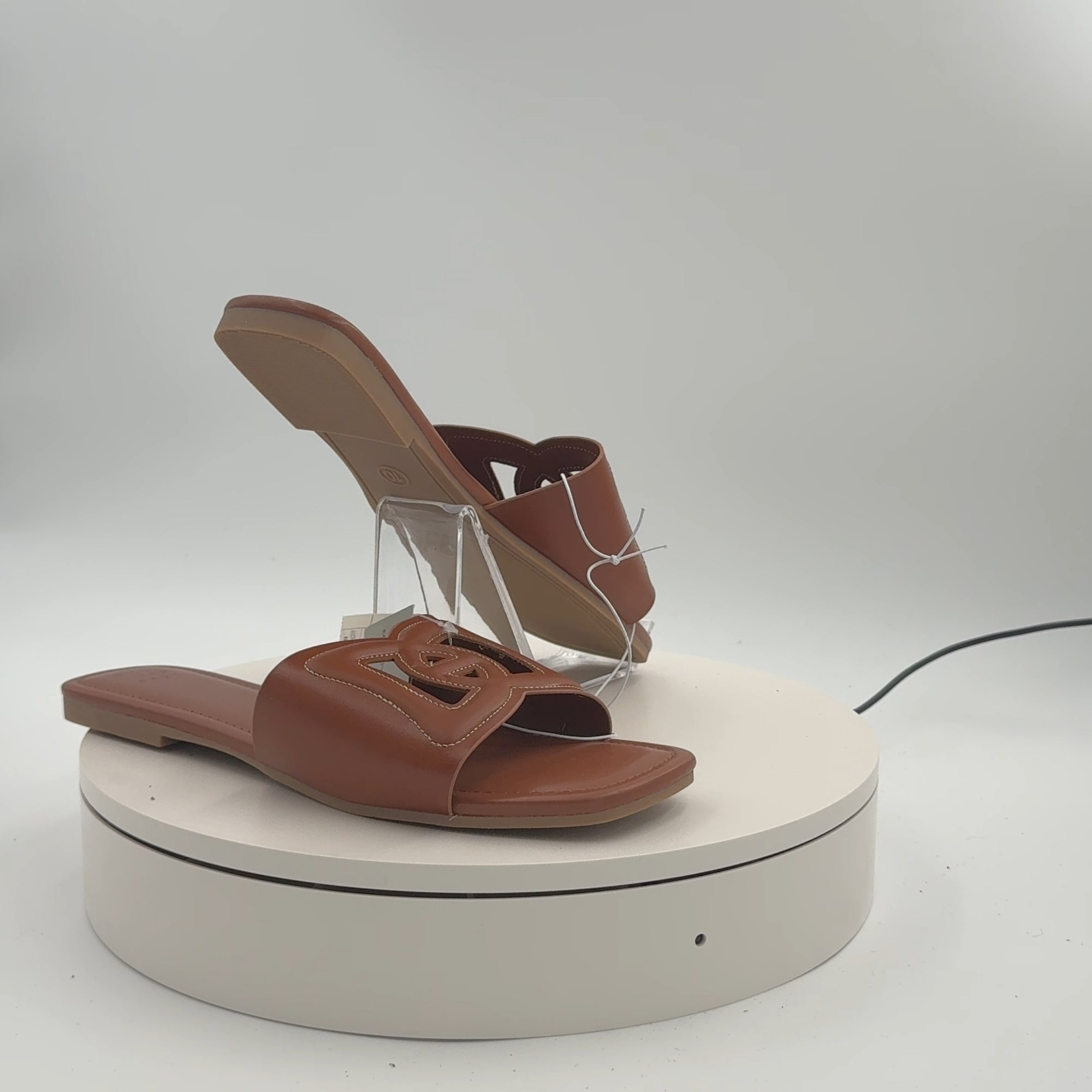 Women's Deidra Slide Sandals - A New Day Cognac 10: Memory Foam Insole, Open Toe, Slip On