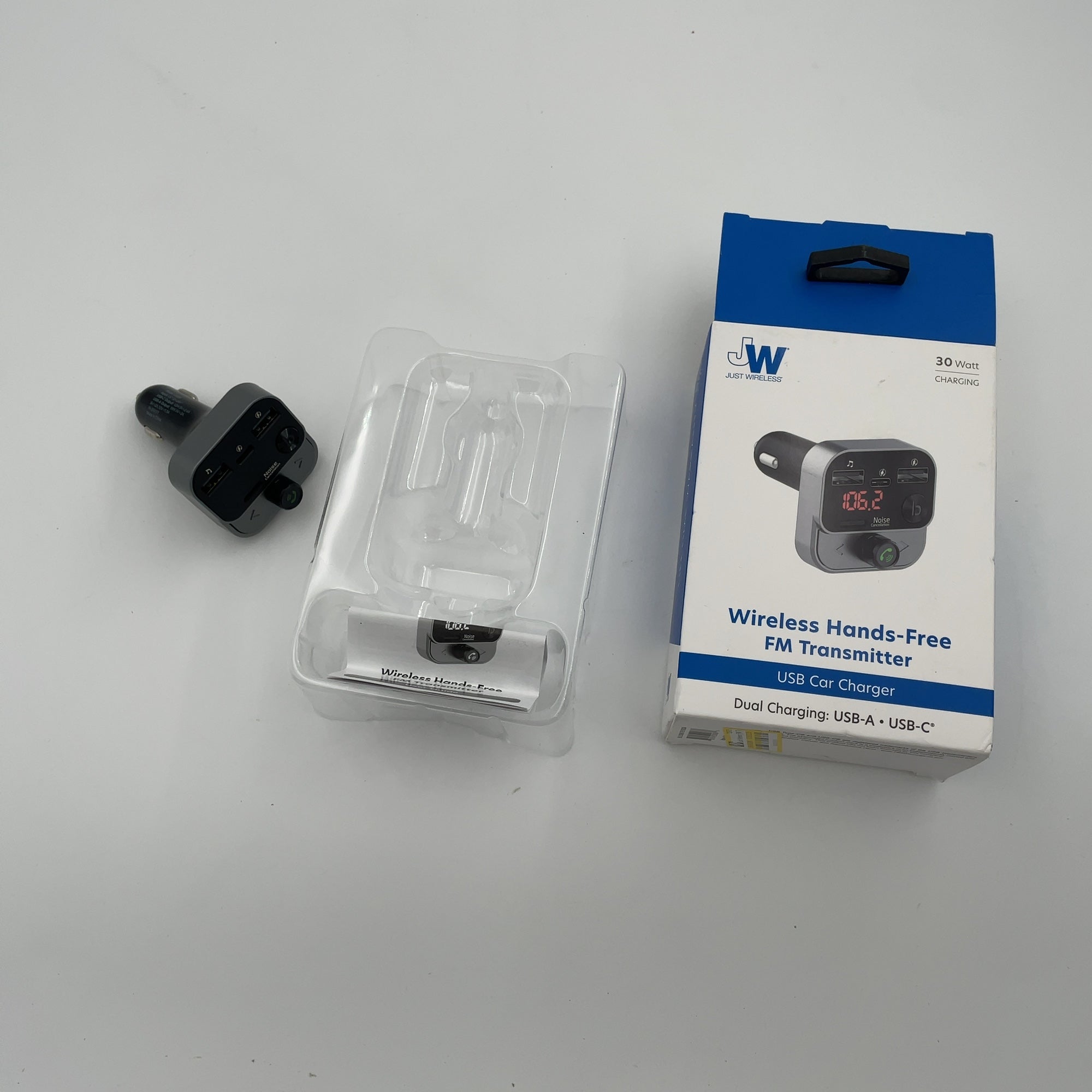Just Wireless Fm Transmitter With Usb-C And Usb-A Charging Port - Black