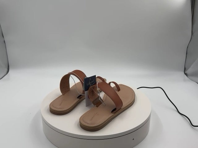 Women's Juno Toe Ring Flat Sandals - Universal Thread Cognac 6.5: Slip-On, Memory Foam Insole, Flexible Outsole