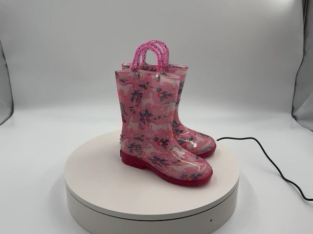 Wildkin Kids Waterproof Pull-on Rain Boots, Size 9 (Magical Unicorns)
