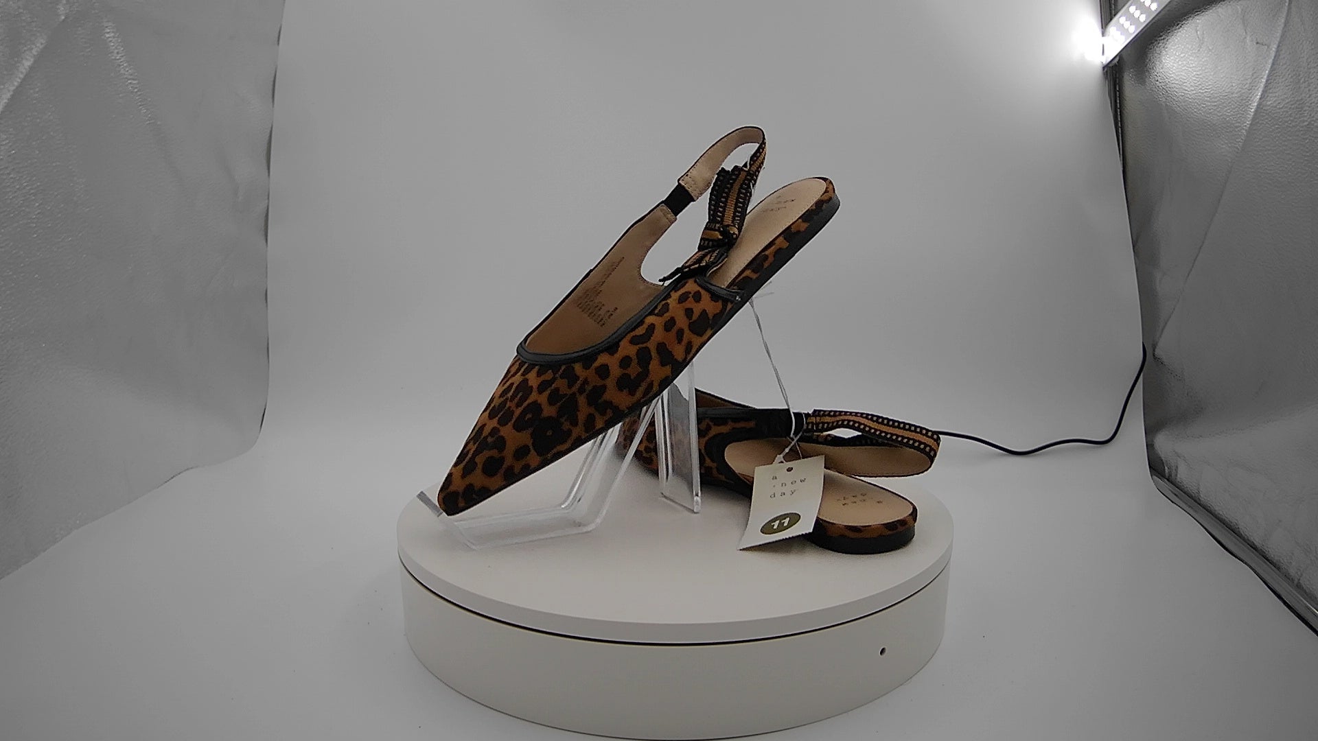 Women's London Sling Back Flats - A New Day Brown 11: Slip-On Tuxedo Flats, Cushioned Insole, Pointed Toe, Microsuede