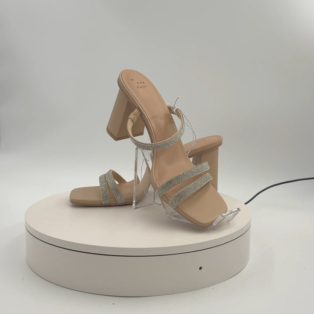 Women's Stacy Mule Heels - A New Day Silver 10: Slip-On Block Heel, Open Toe, Cushioned Insole, Textured Outsole