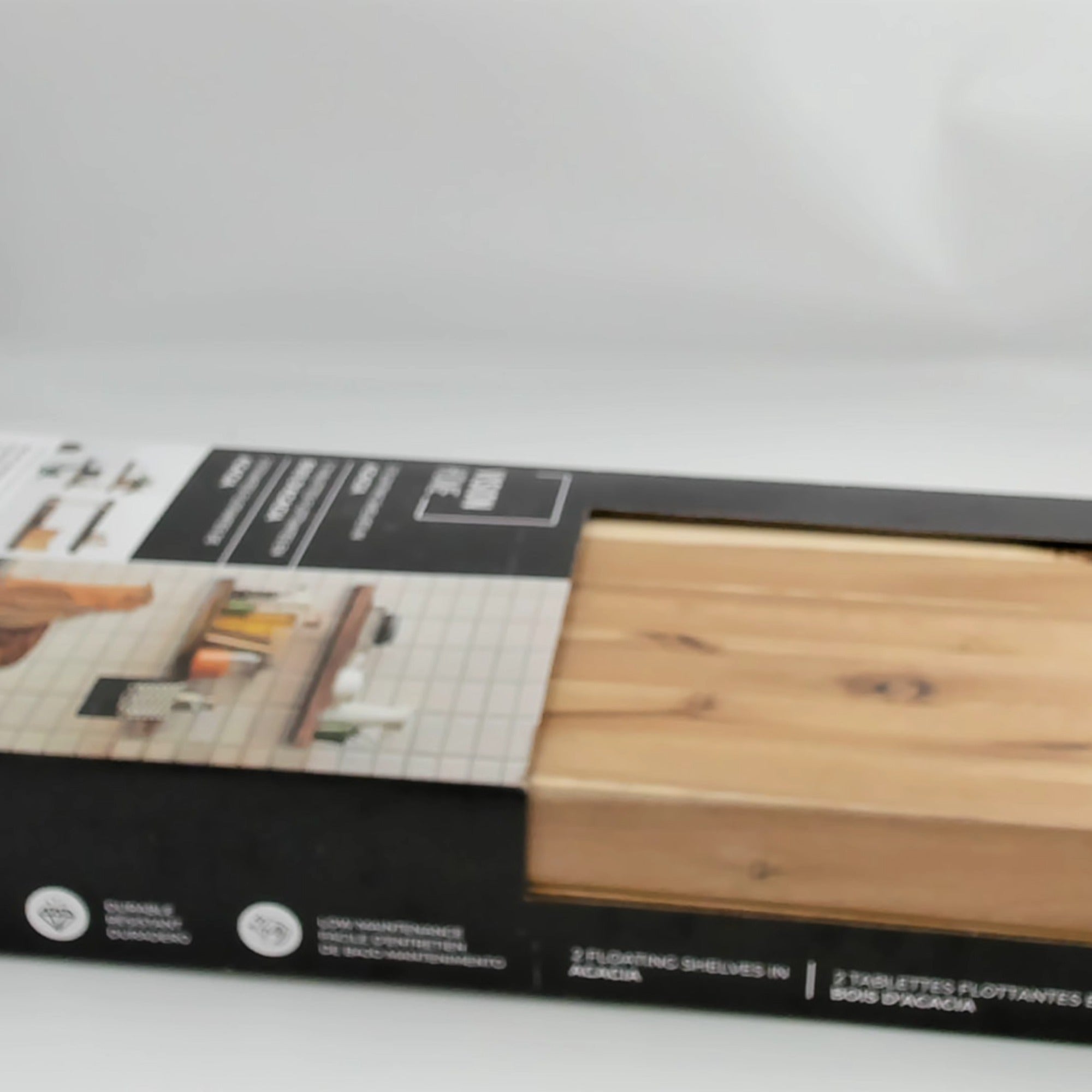 Acacia Wood Shelves 2Pk
