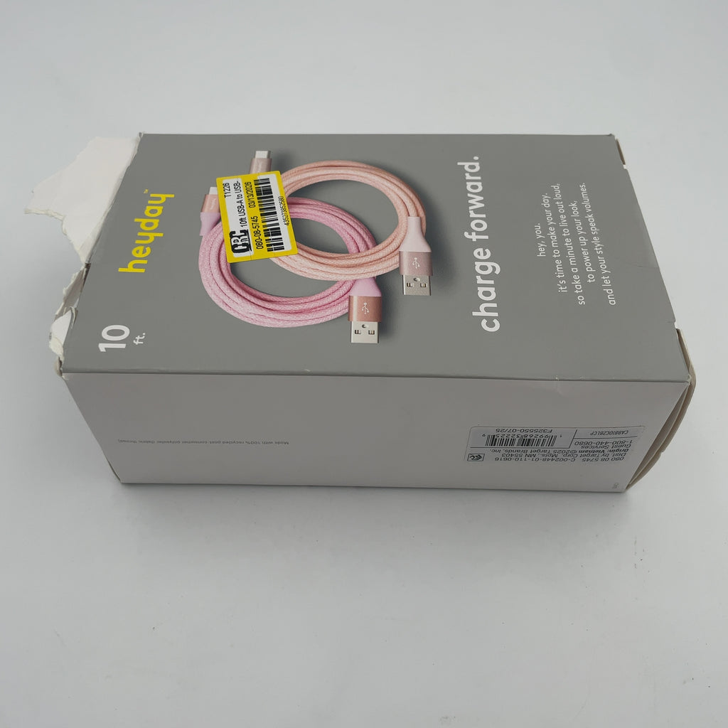 10Ft Usb-A To Usb-C Braided Cable 2Pk - Heyday Bright Lilac Cosmetic Pink (Please Be Advised That Sets May Be Missing Pieces Or Otherwise Incomplete.)