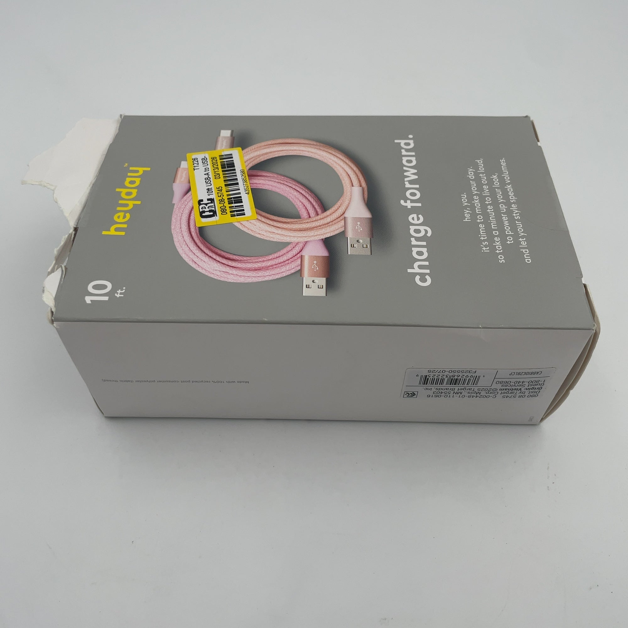 10Ft Usb-A To Usb-C Braided Cable 2Pk - Heyday Bright Lilac Cosmetic Pink (Please Be Advised That Sets May Be Missing Pieces Or Otherwise Incomplete.)