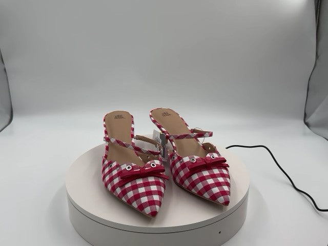 Women's Lysandra Gingham Eyelet Kitten Heels - Wild Fable Red 11: Slip-On Pumps, Pointed Toe, 2" Louis Heel, Medium Width